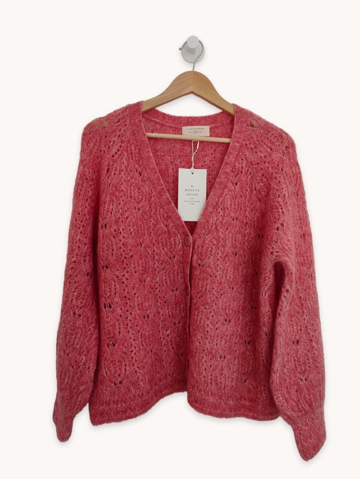 Cardigan en mohair ajouré rose Sézane – Taille M — photo 2