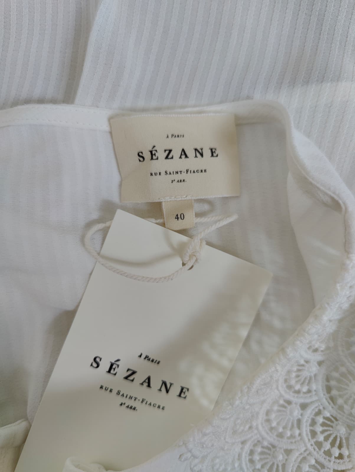 Blouse Sézane blanche à détails en dentelle – Taille 40 — photo 4