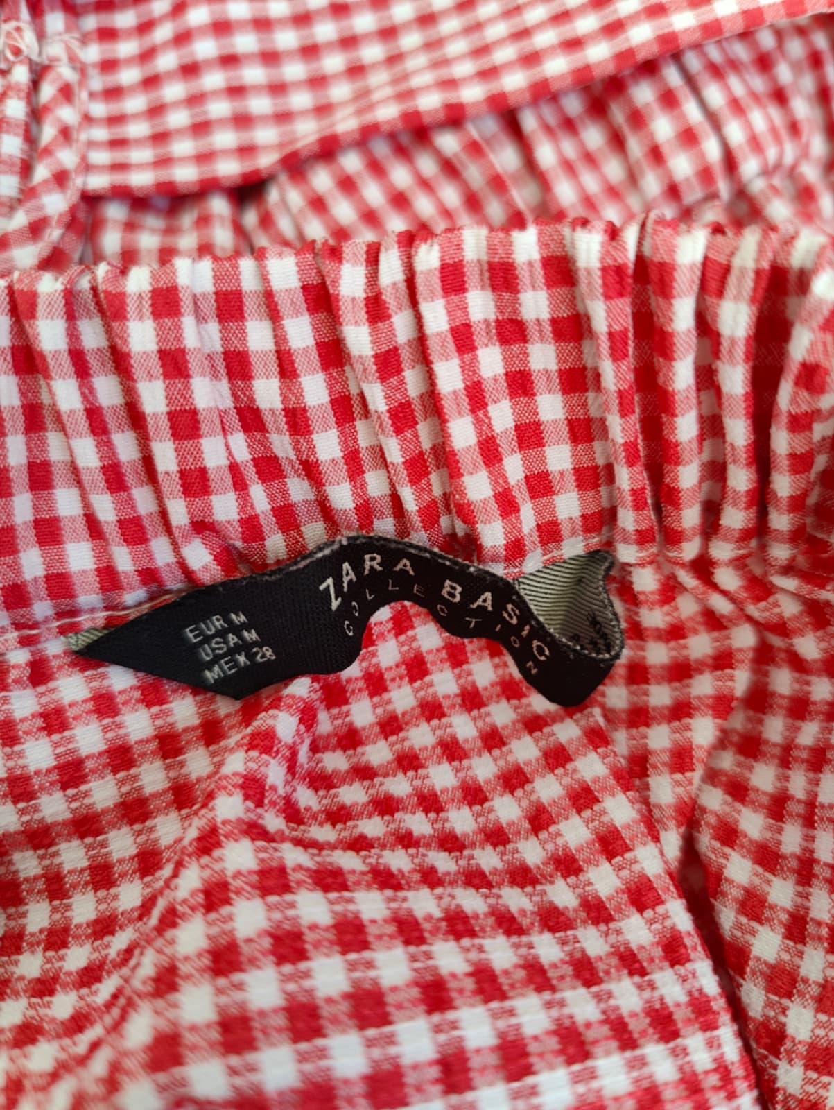 Top Zara vichy rouge à encolure bardot – Taille M — photo 4