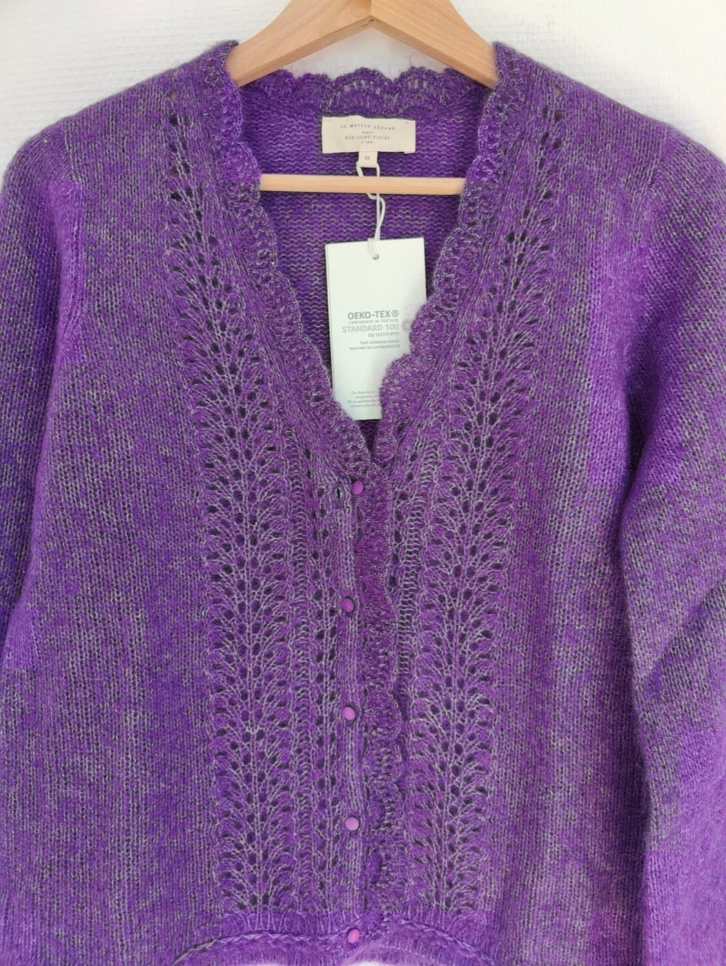 Gilet Sézane en maille ajourée violet – Taille M — photo 3
