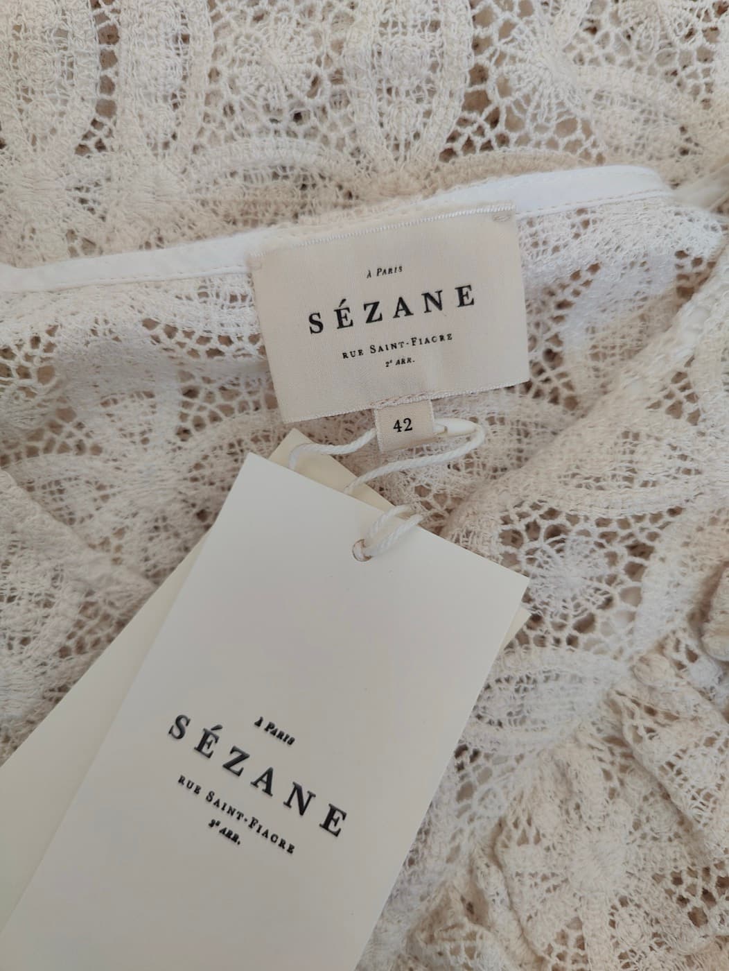 Blouse Sézane en dentelle écrue à volants – Taille 42 — photo 5