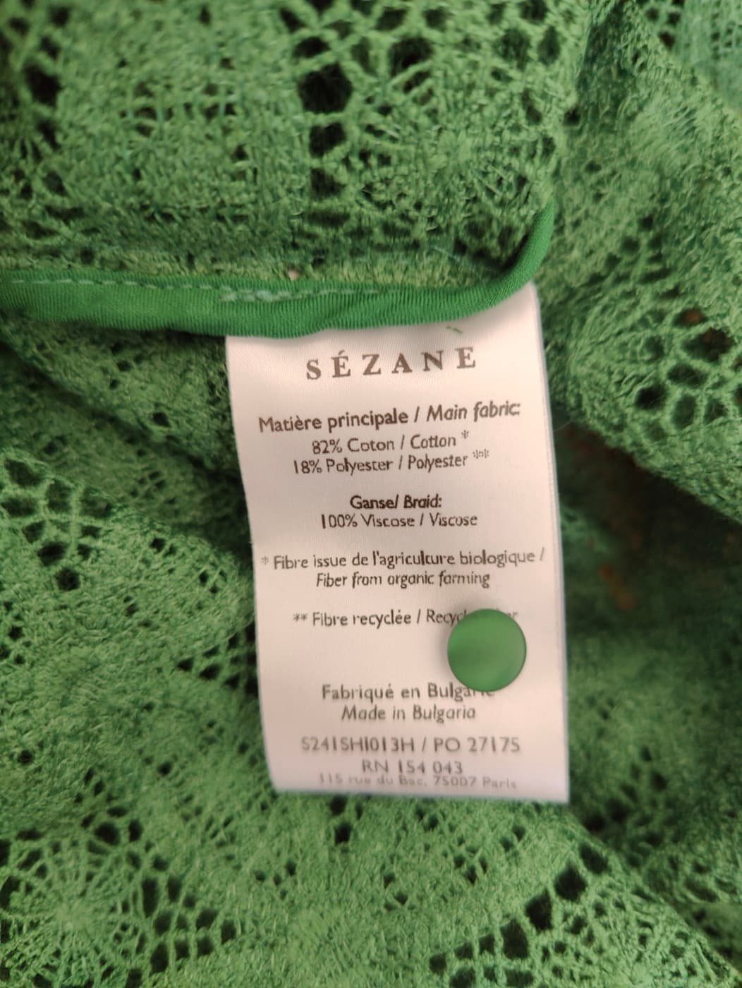 Chemise Sézane en dentelle verte – Taille 44 — photo 6