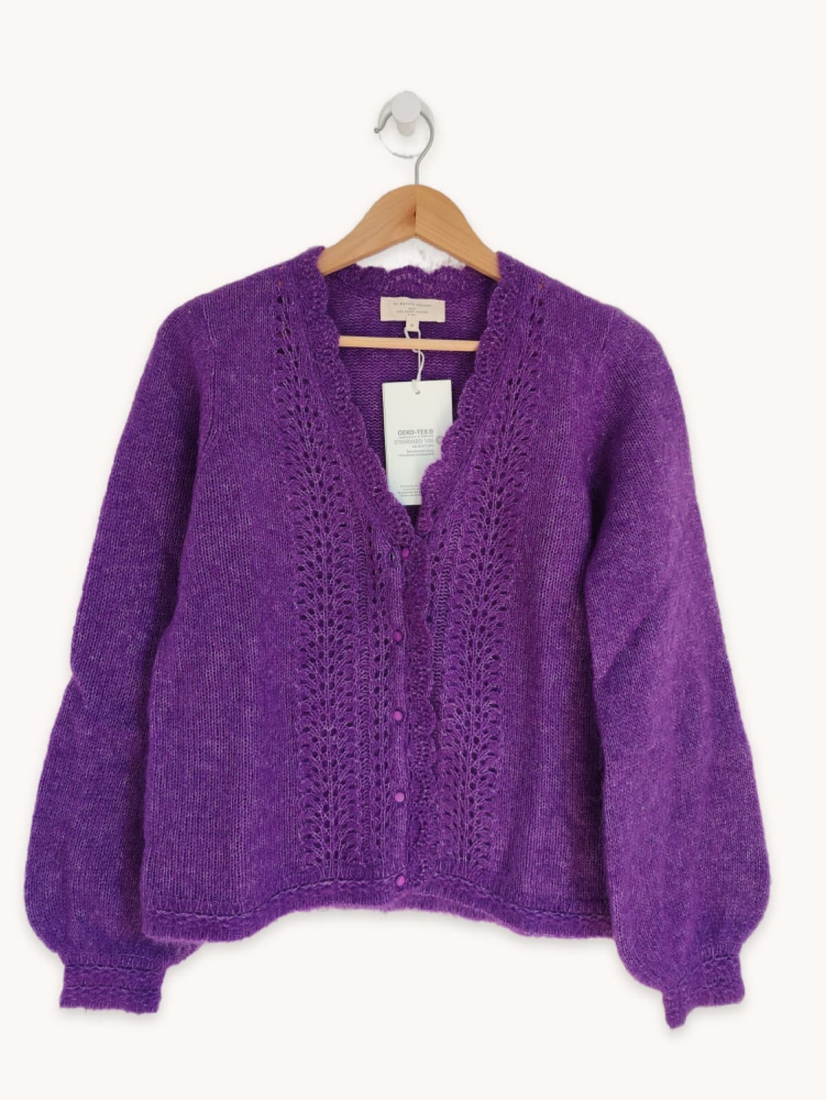 Gilet Sézane en maille ajourée violet – Taille M — photo 2