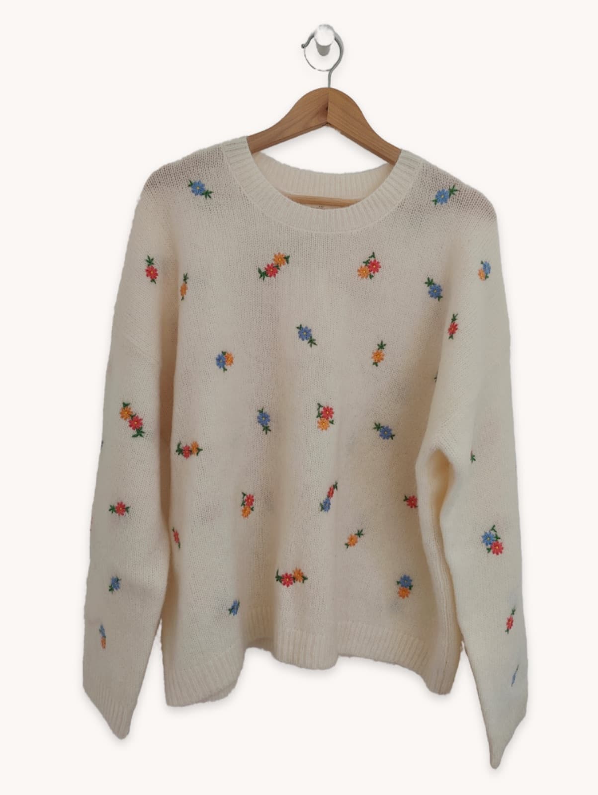 Pull Sézane écru à broderies florales – Taille XXXL — photo 2