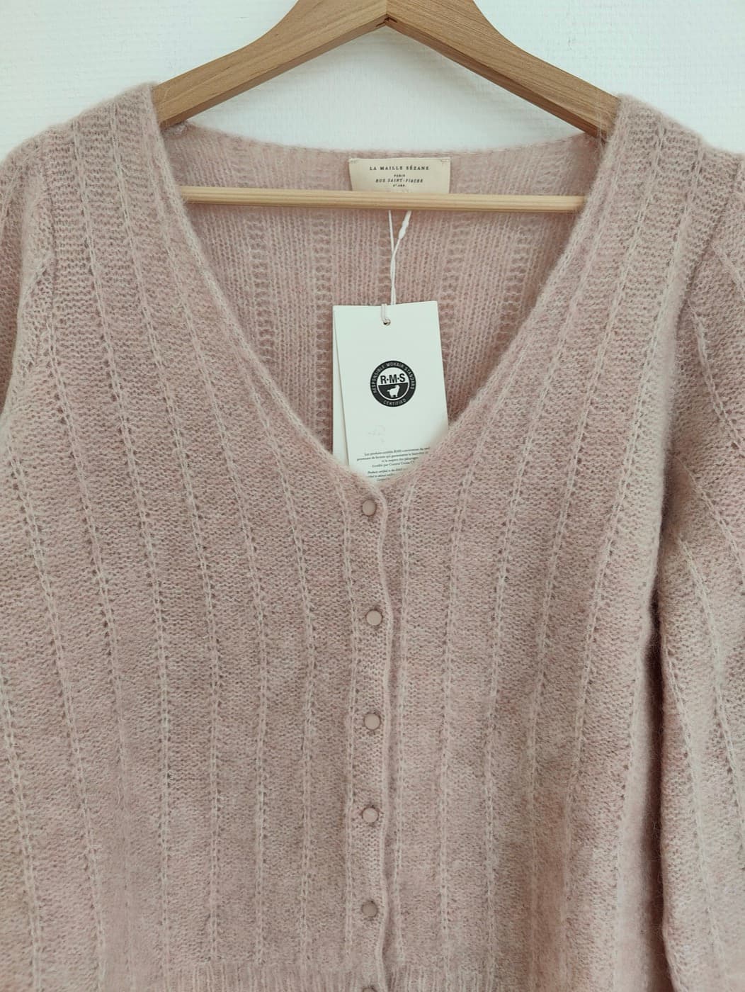 Gilet Sézane en mohair vieux rose – Taille L — photo 3