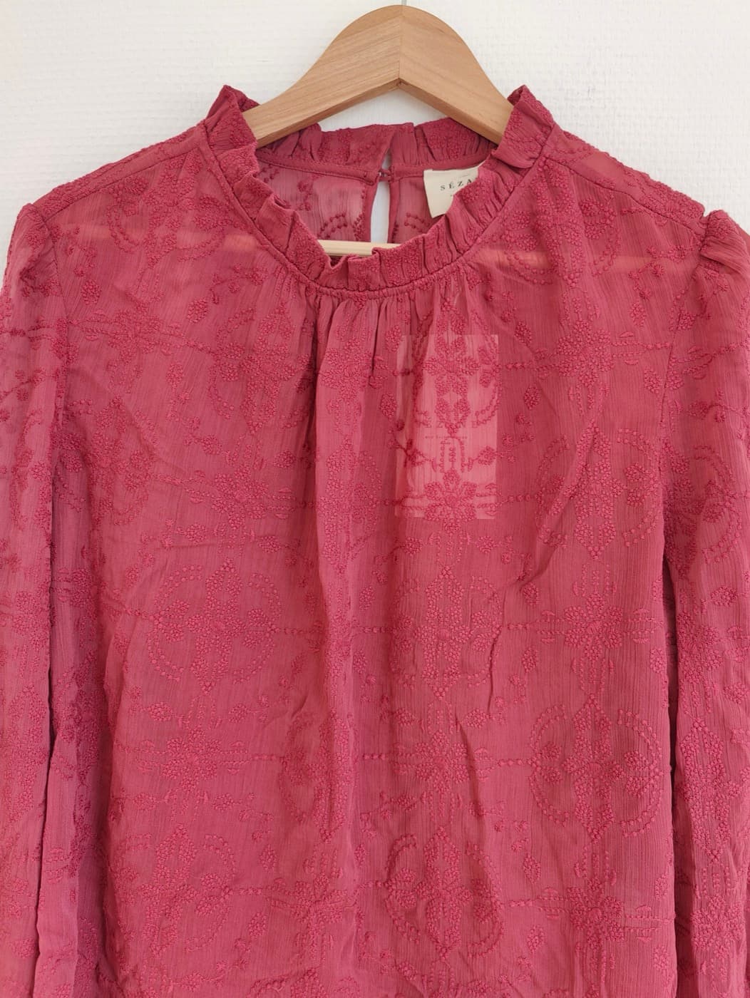 Blouse Sézane à broderie florale vieux rose – Taille 46 — photo 2