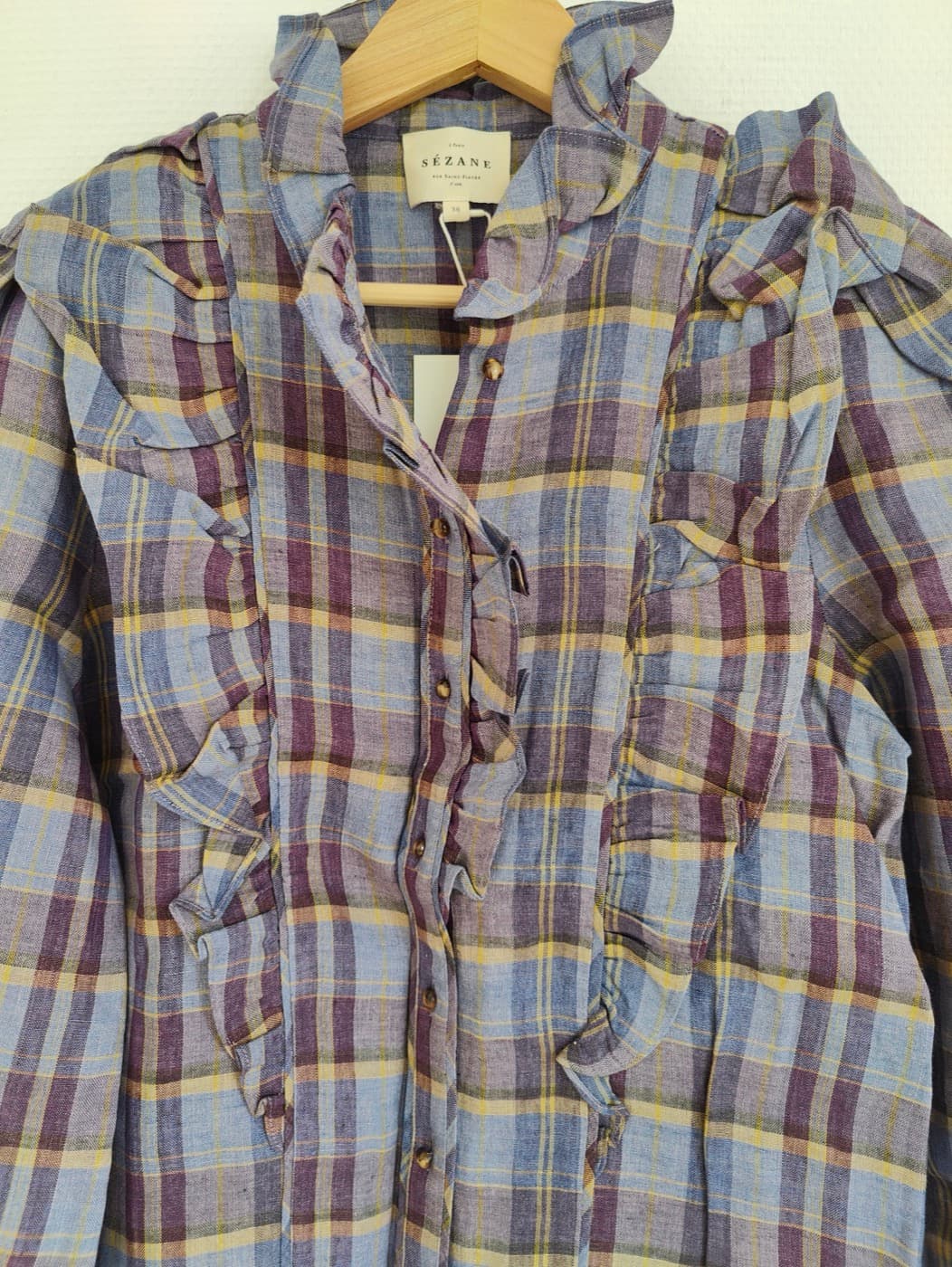Chemise Sézane à carreaux bleus et bordeaux – Taille 40 — photo 2