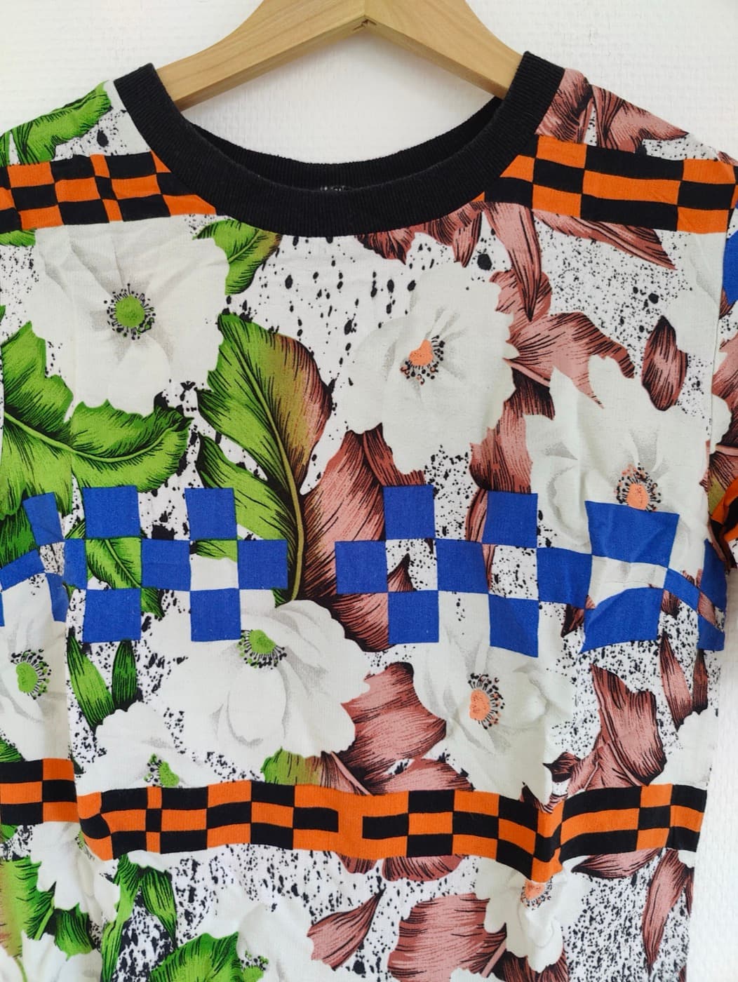 Top Topshop à imprimé floral et damier – Taille 34 — photo 2