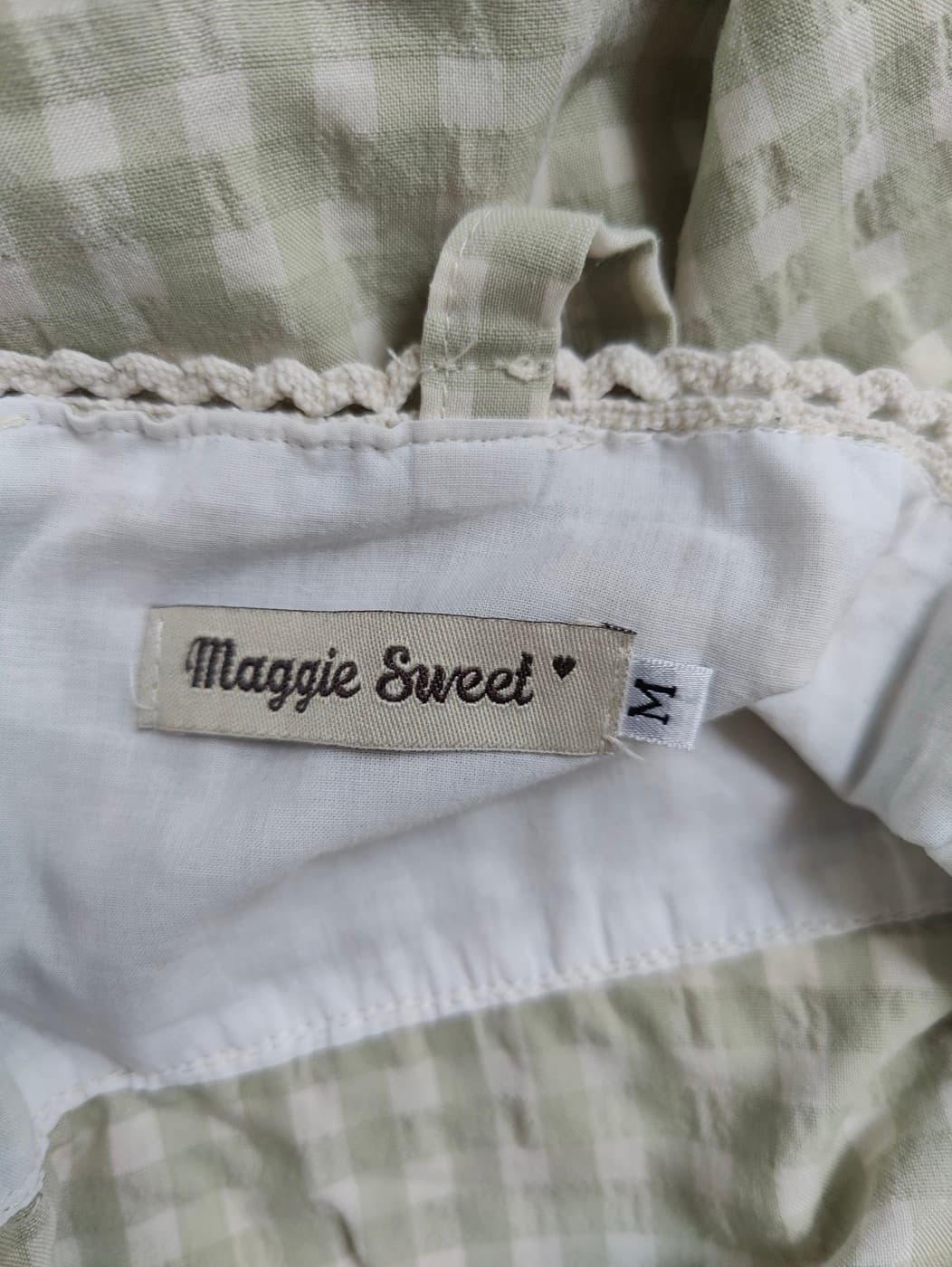 Robe Maggie Sweet à imprimé vichy vert sauge – Taille M — photo 4