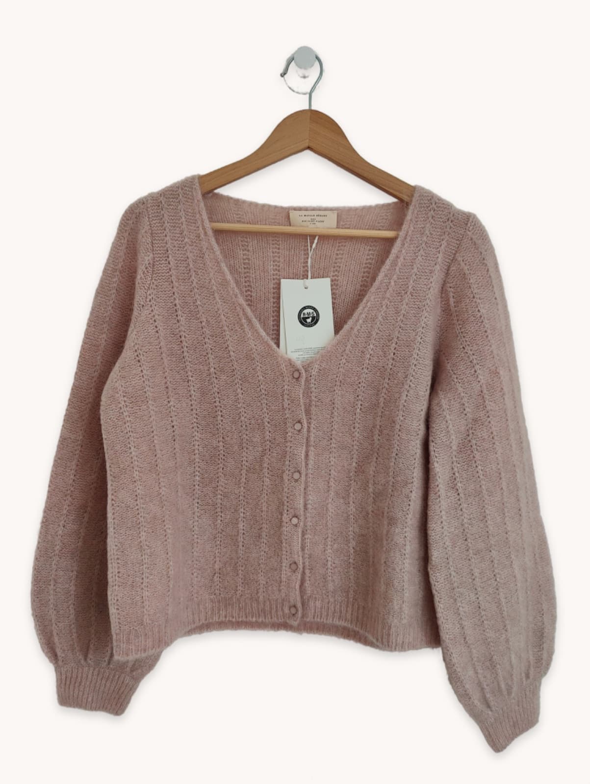 Gilet Sézane en mohair vieux rose – Taille L — photo 2