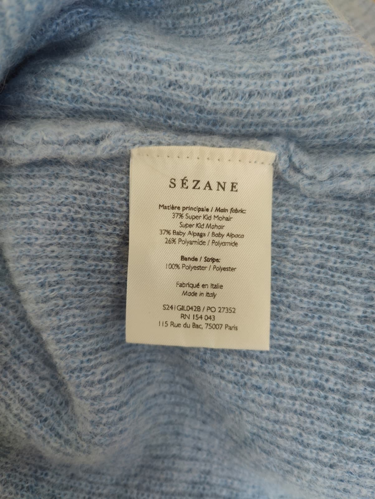 Gilet Sézane en mohair bleu ciel – Taille L — photo 5