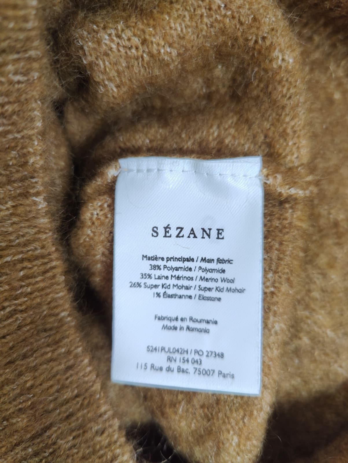 Pull Sézane camel à col camionneur – Taille XS — photo 6