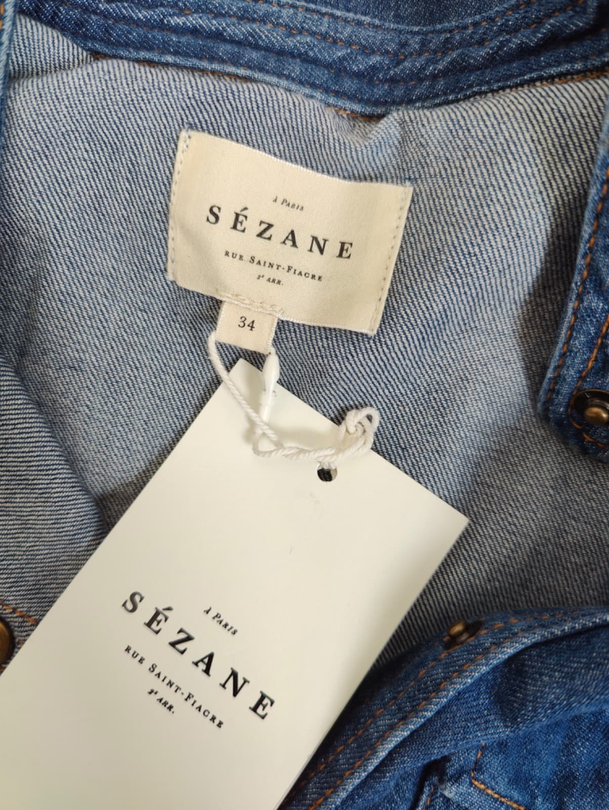 Chemise Sézane en denim à col officier – Taille 34 — photo 5