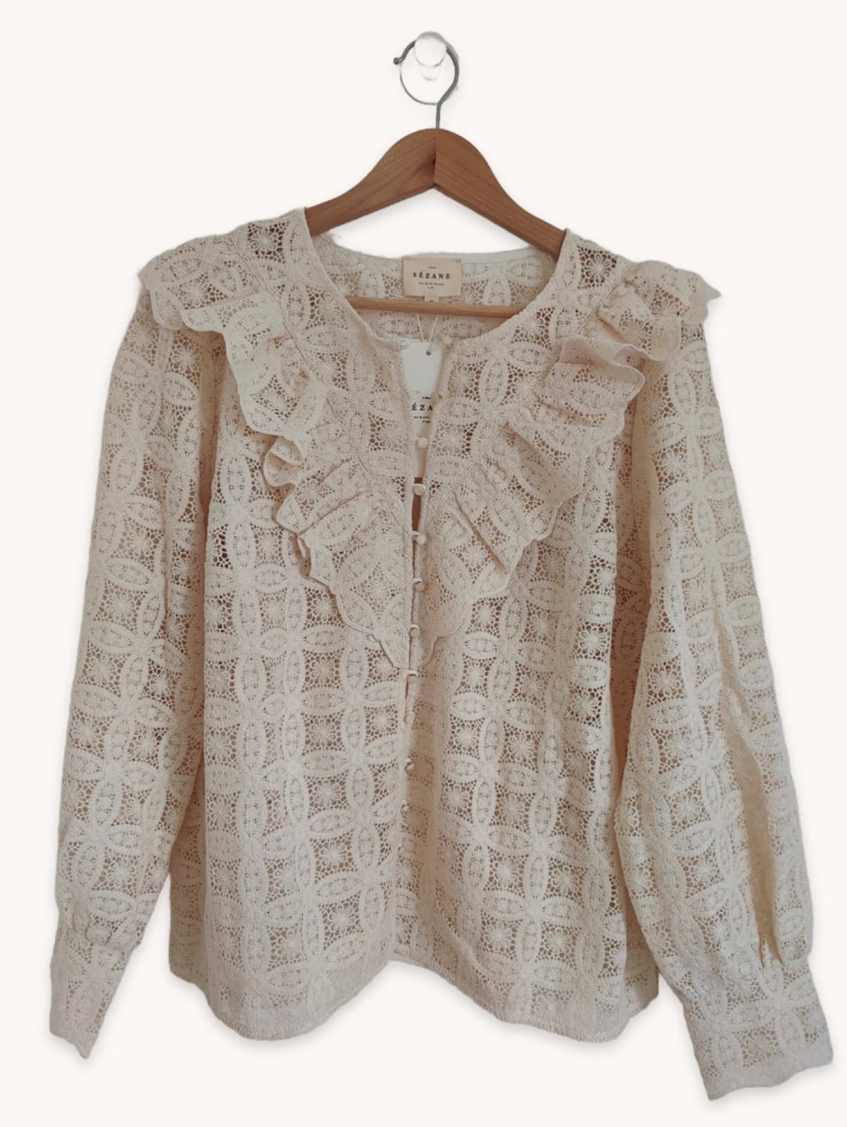 Chemise Sézane en dentelle ajourée – Taille 46