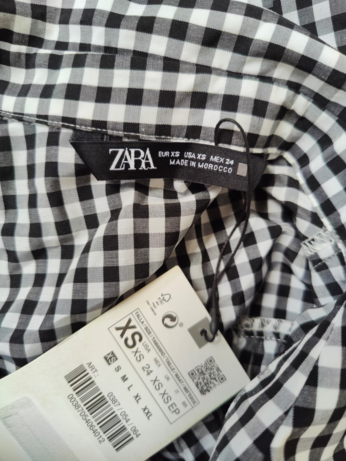 Robe Zara à imprimé vichy noir et blanc – Taille XS — photo 6