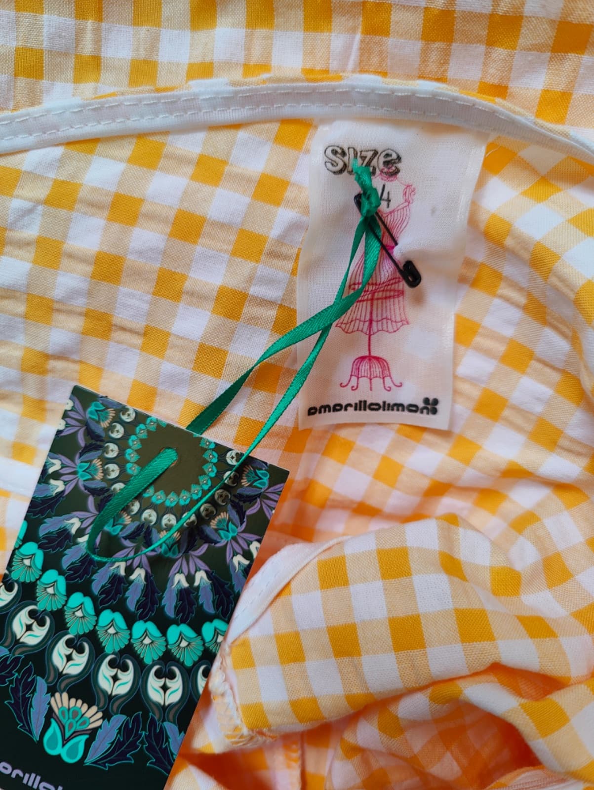 Combishort amarillolimon à carreaux vichy jaune et blanc – Taille 4 — photo 5