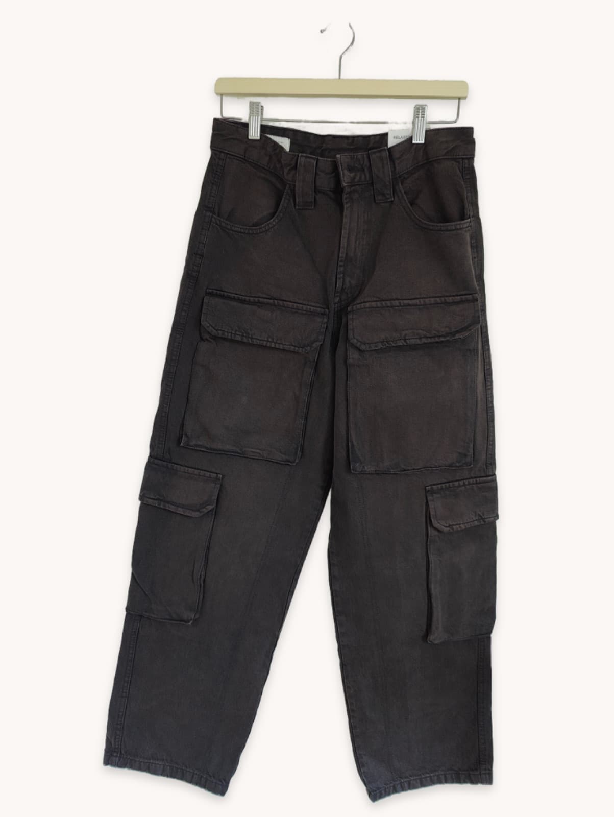 Pantalon Zara cargo en denim noir – Taille 38