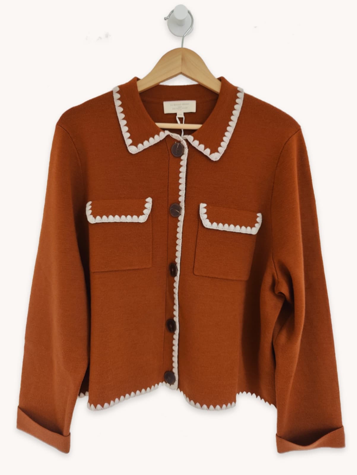 Gilet Sézane en maille côtelée rouille – Taille XXXL