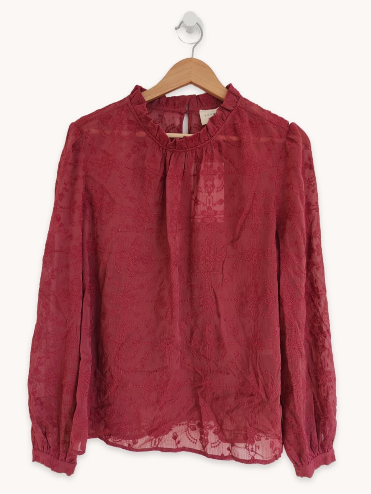 Blouse Sézane à broderie florale vieux rose – Taille 46