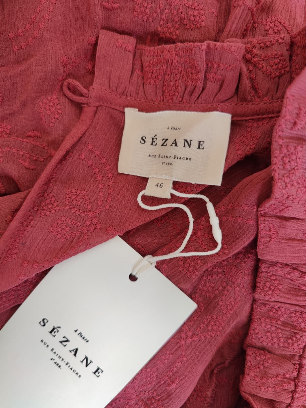Blouse Sézane à broderie florale vieux rose – Taille 46 — photo 5