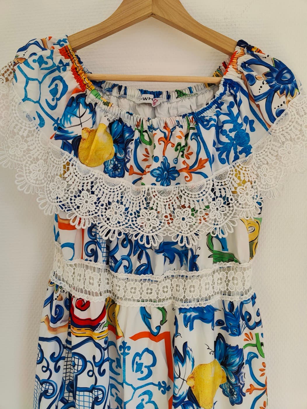 Robe à encolure bardot à imprimé azulejos – Taille M — photo 2