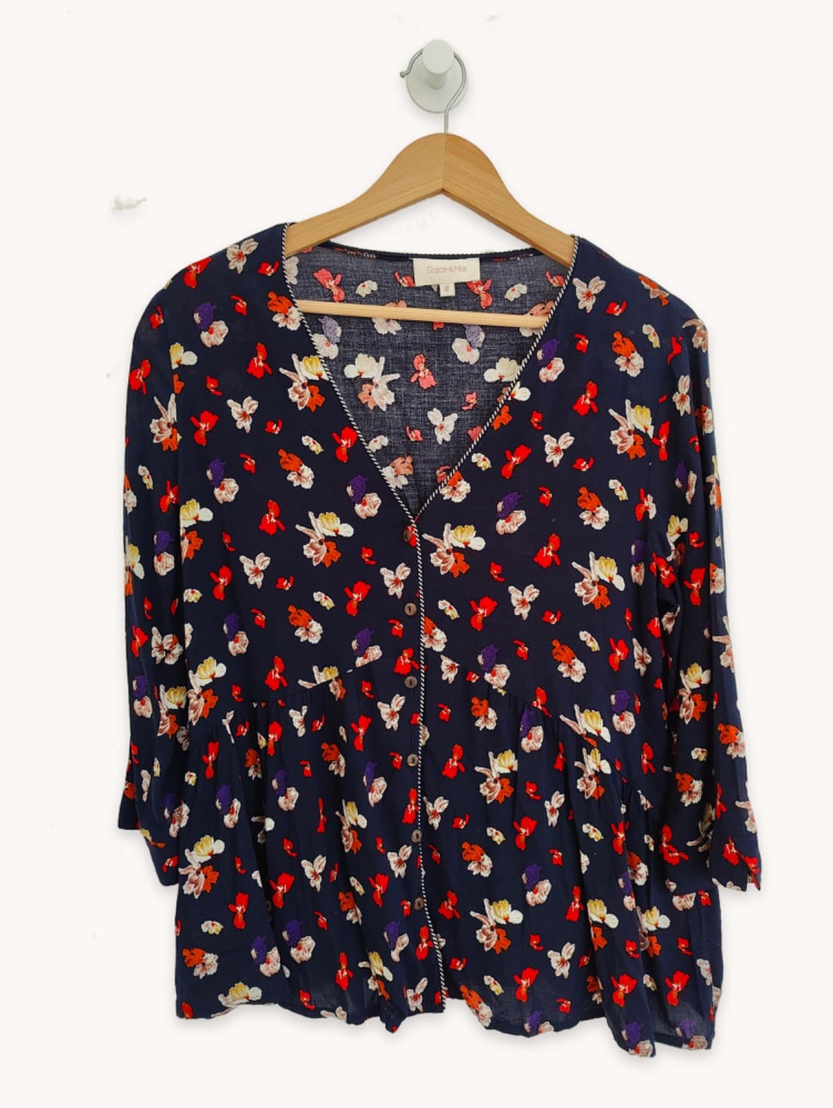 Blouse Grace & Mila à imprimé floral marine – Taille M