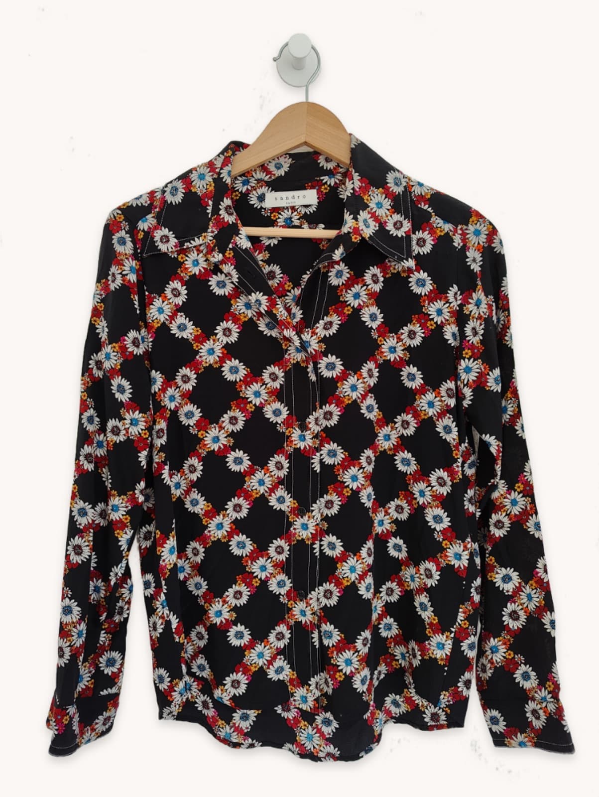 Chemise Sandro en soie imprimé floral – Taille 1