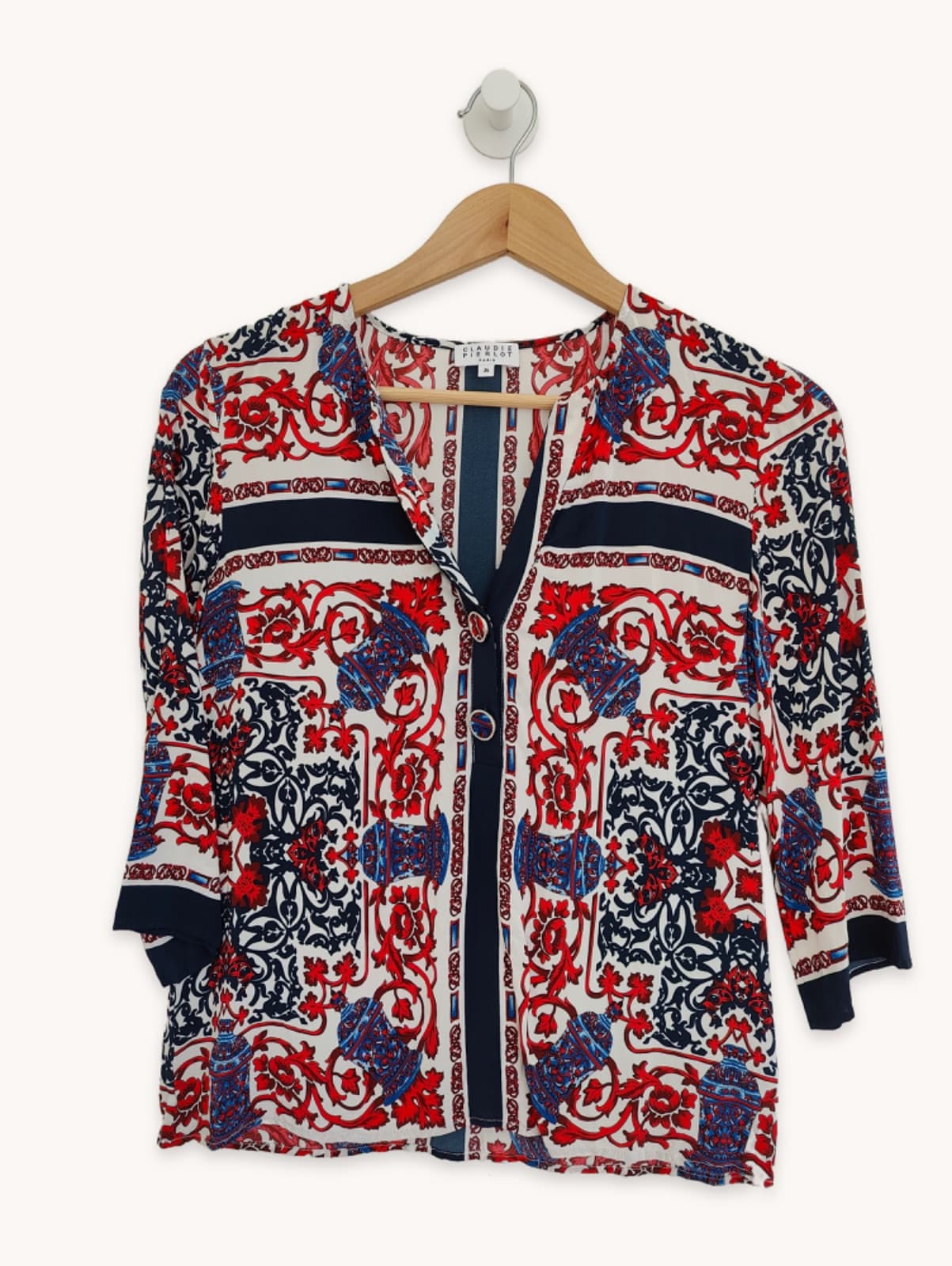 Blouse Claudie Pierlot à imprimé foulard – Taille 36
