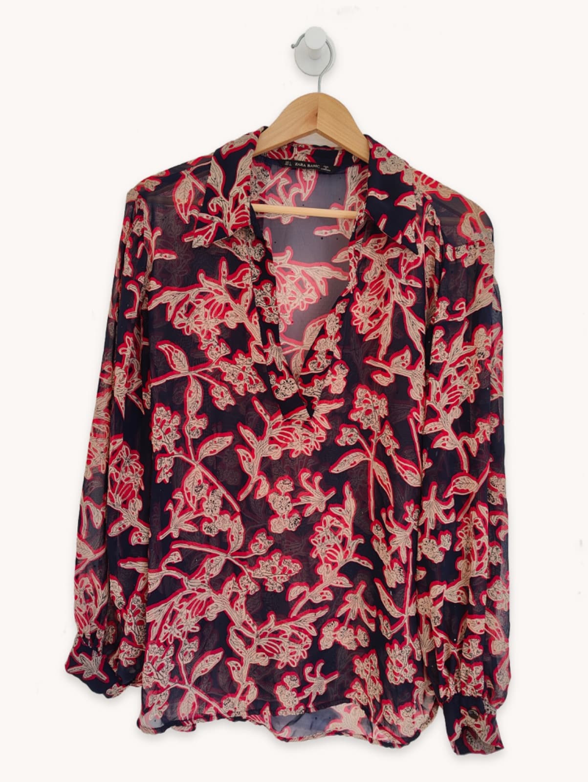 Blouse Zara en voile à imprimé floral – Taille L