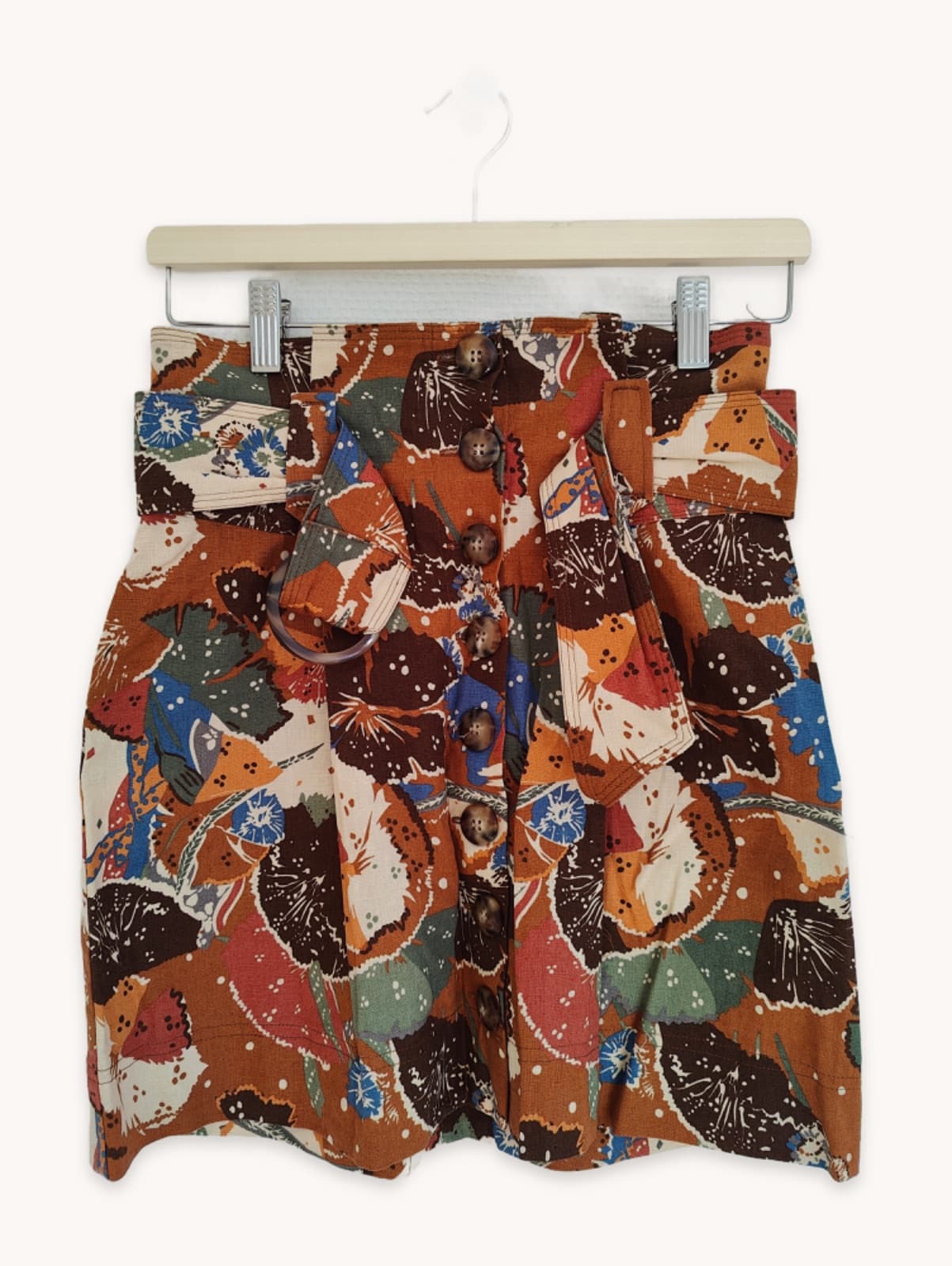 Jupe Sézane en lin à imprimé batik – Taille 34