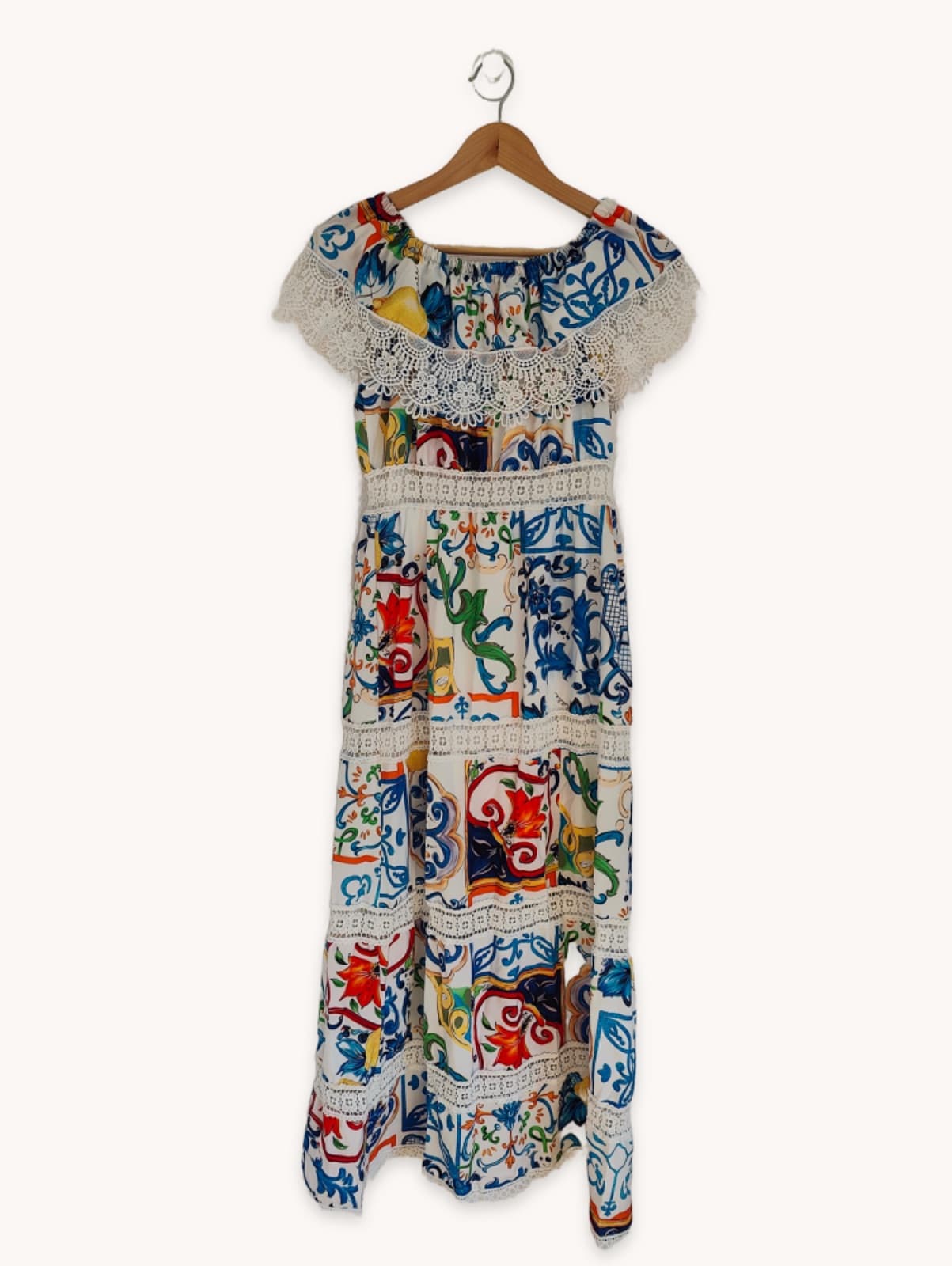 Robe à encolure bardot à imprimé azulejos – Taille M — photo 4
