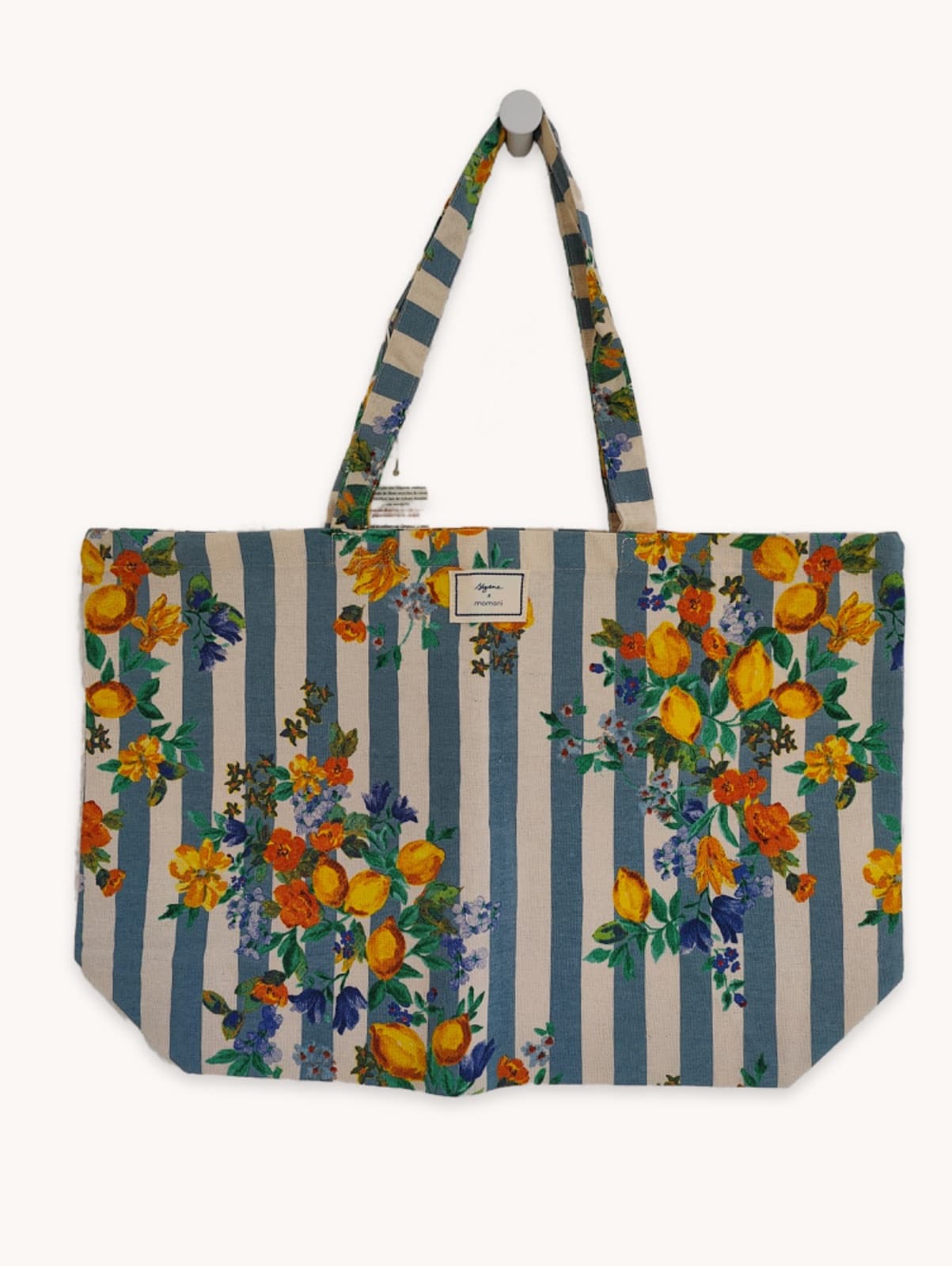 Sac cabas Sézane à rayures et citrons