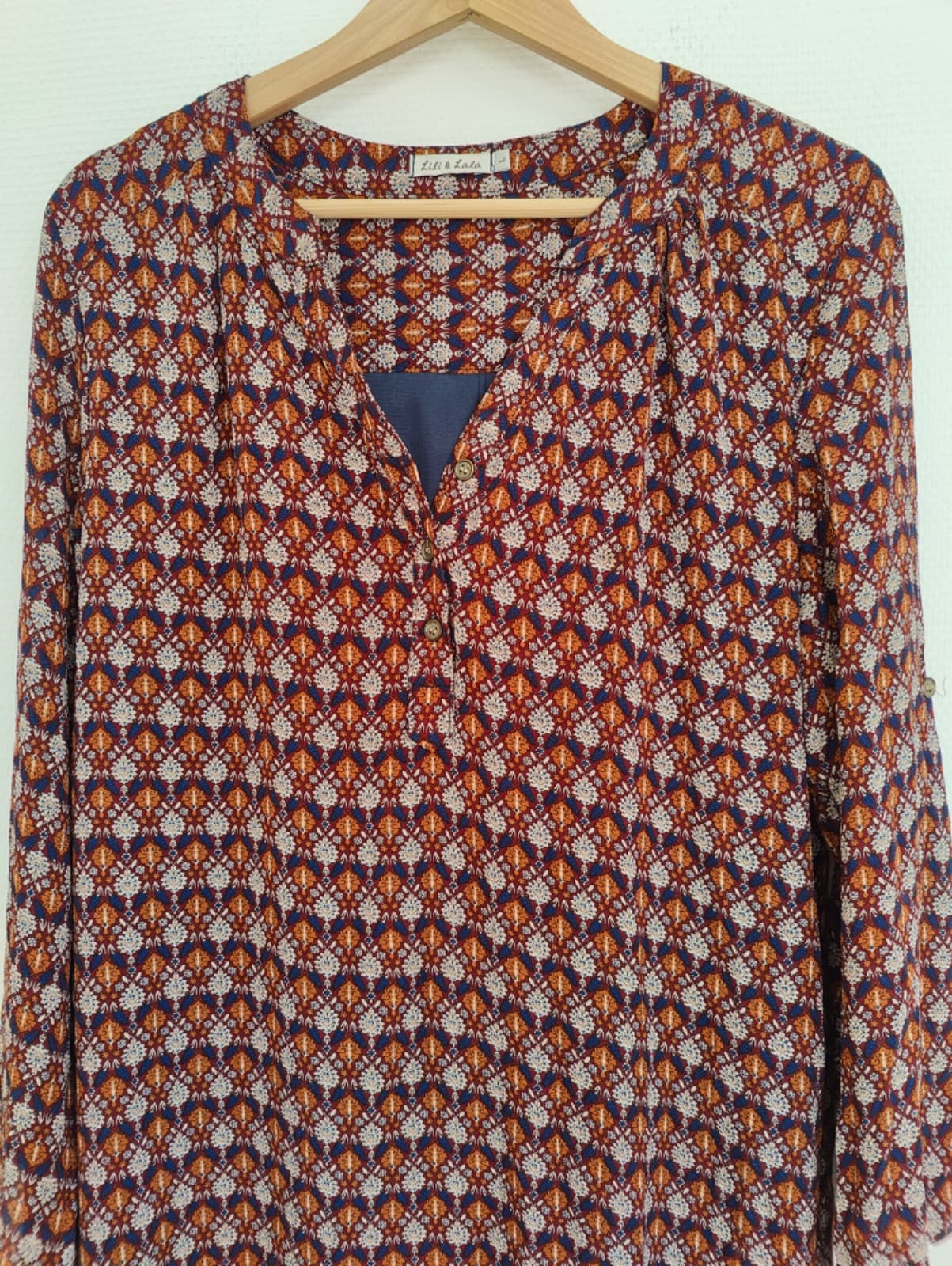 Robe Lili & Lala bordeaux à imprimé géométrique – Taille L — photo 3