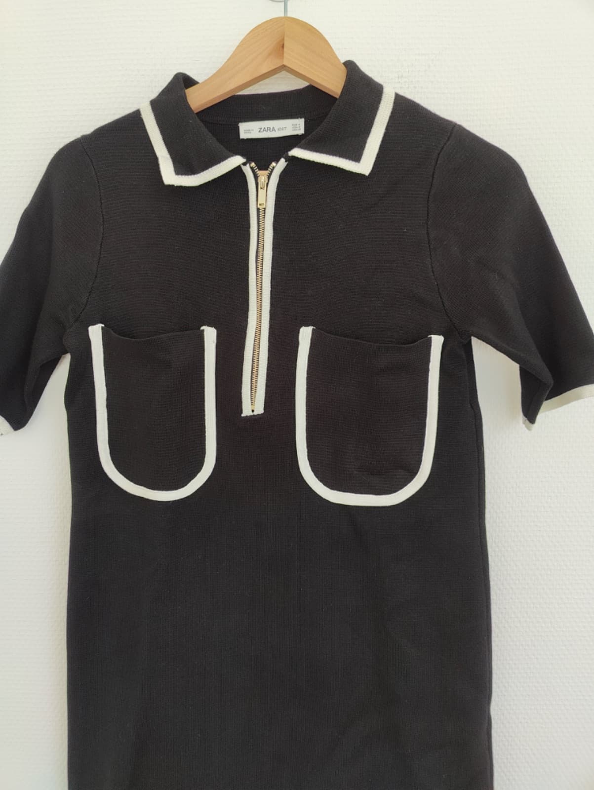 Robe Zara noire en maille à col polo – Taille S — photo 3