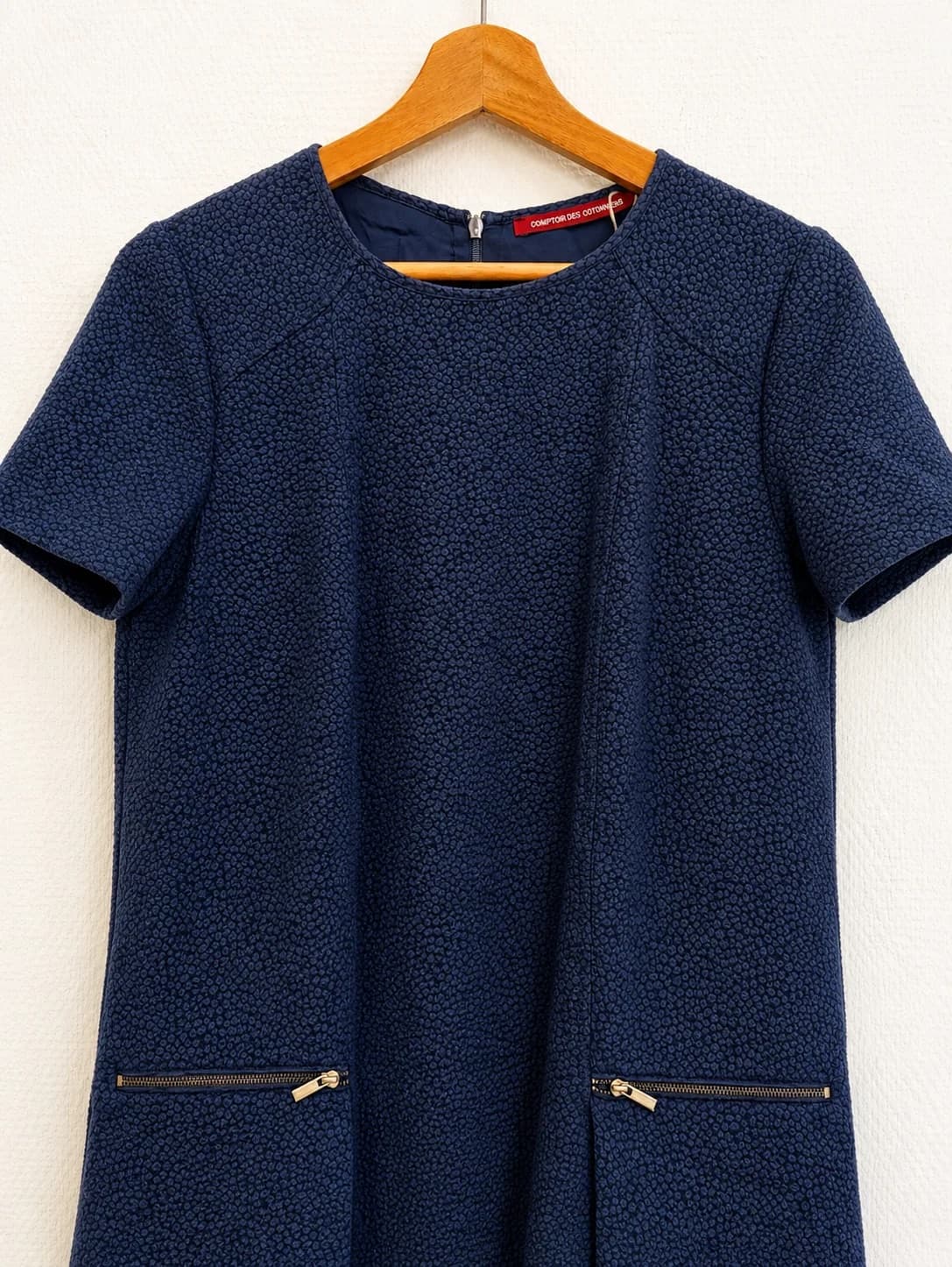 Robe Comptoir des Cotonniers bleu marine texturée – Taille 38 — photo 3