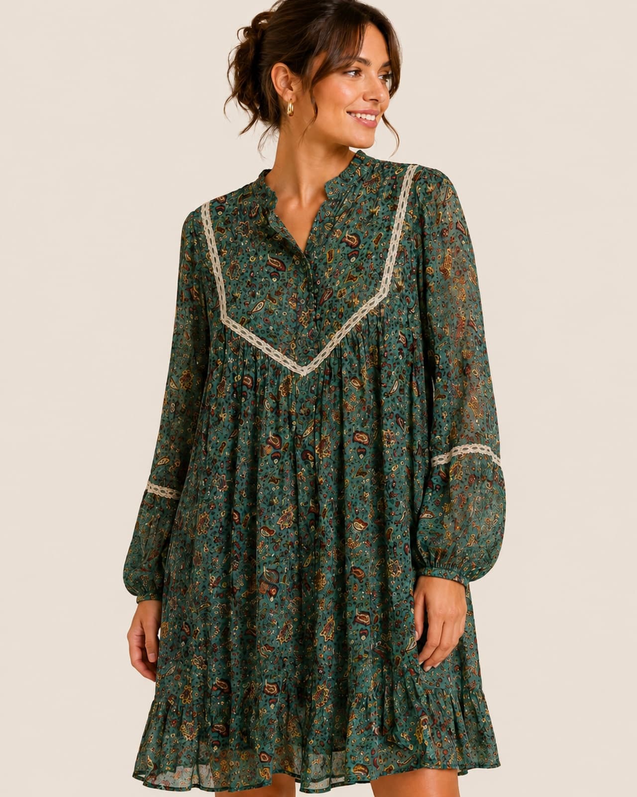 Robe NAF NAF verte imprimé bohème – Taille 42 — photo 1