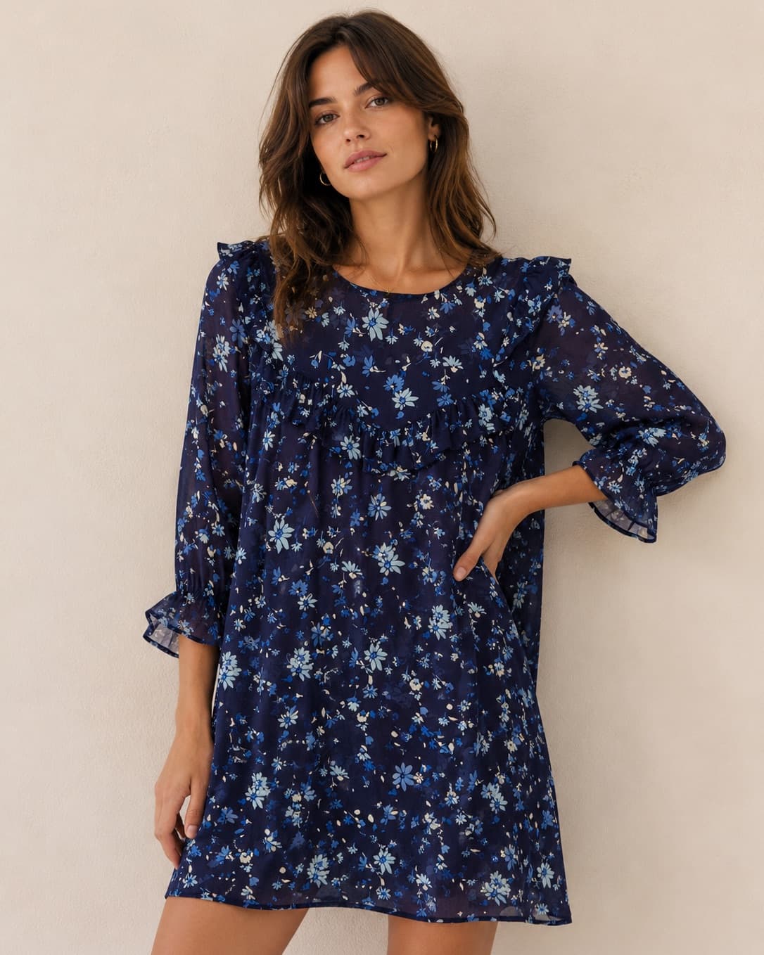 Robe Claudie Pierlot à imprimé floral marine – Taille 36 — photo 1
