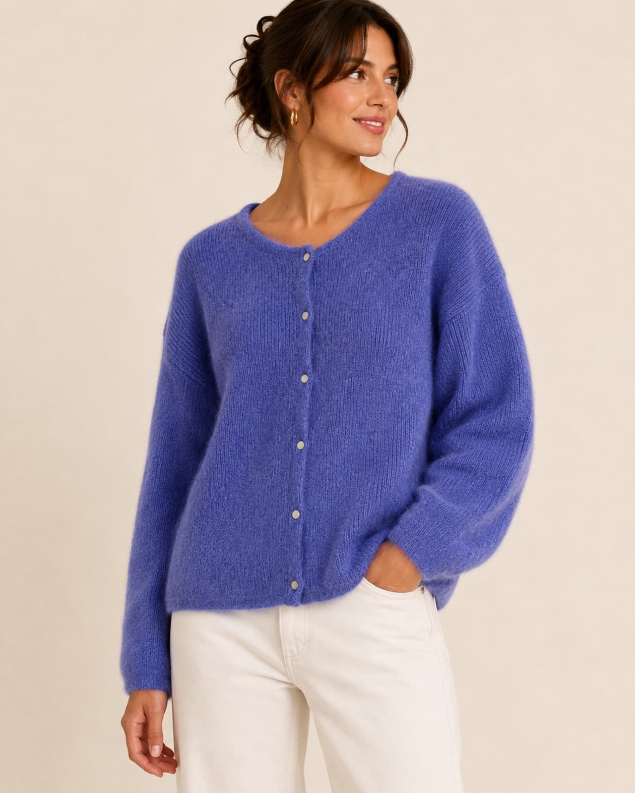 Cardigan Sézane en mohair violet – Taille S — photo 1