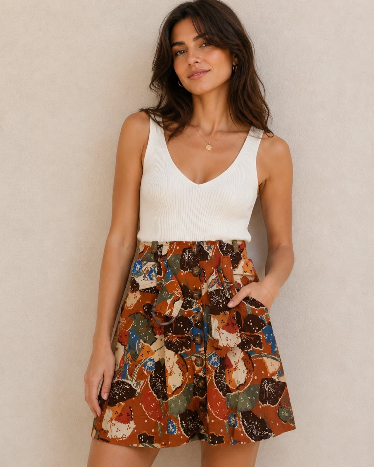 Sézane linnen rok met batikprint – Maat 34