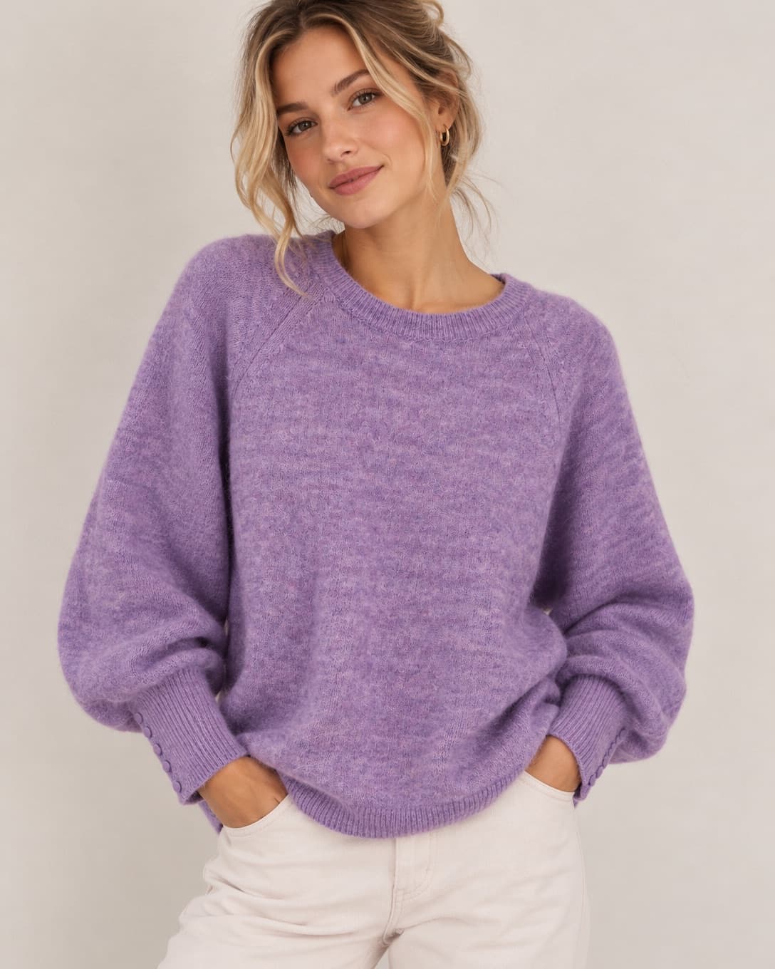 Pull Sézane en mohair lilas chiné – Taille L — photo 1