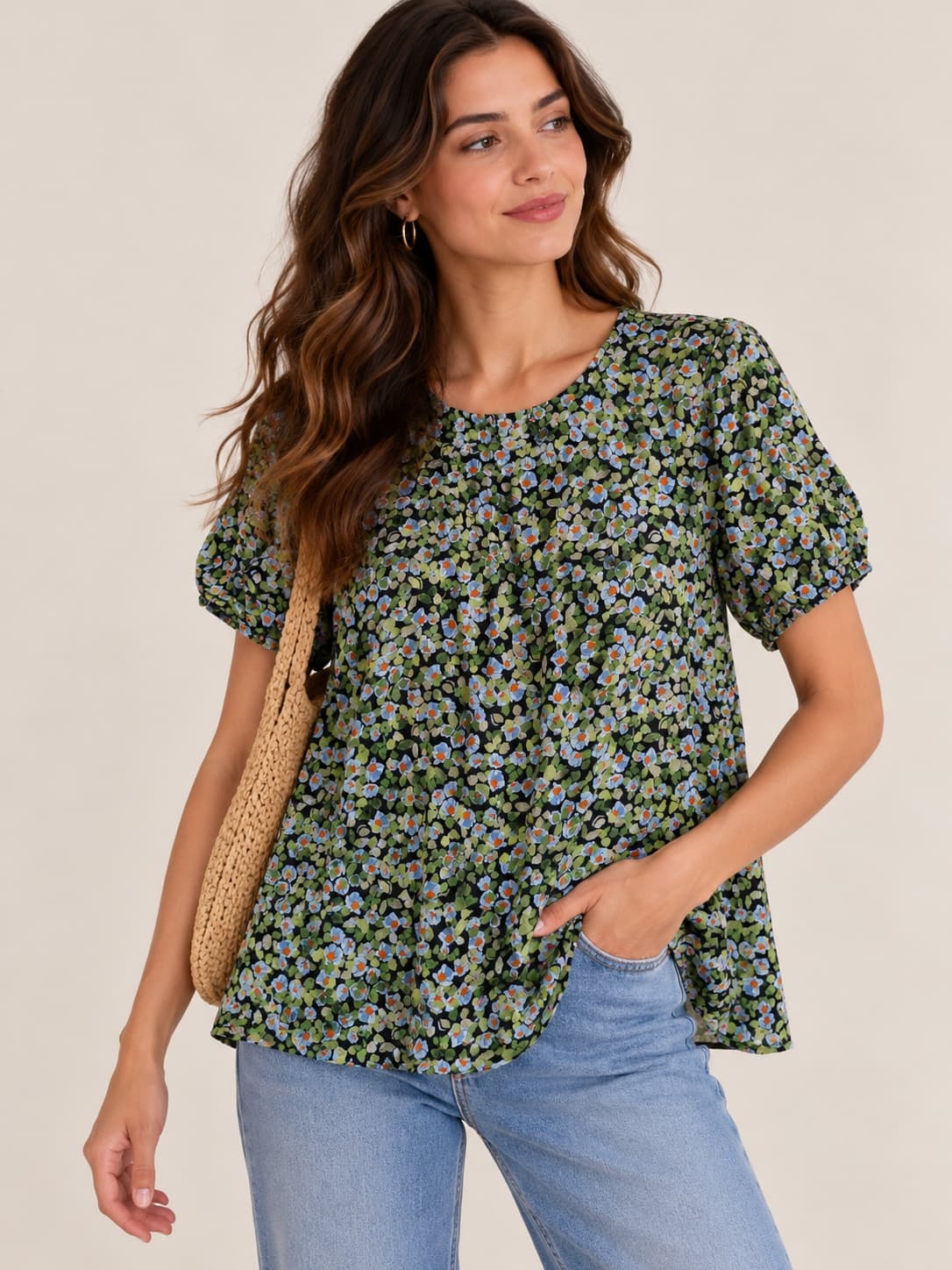 Blusa Benetton con estampado floral – Talla M