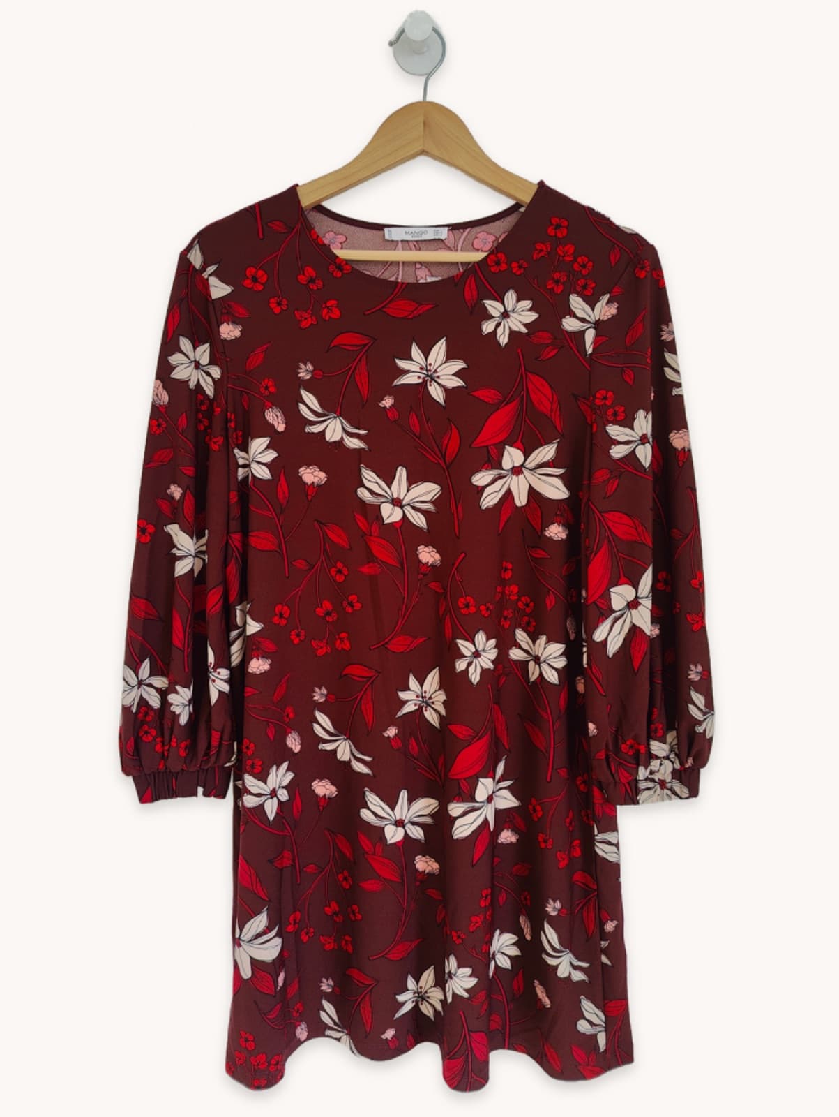 Robe Mango fleurie bordeaux – Taille L — photo 2