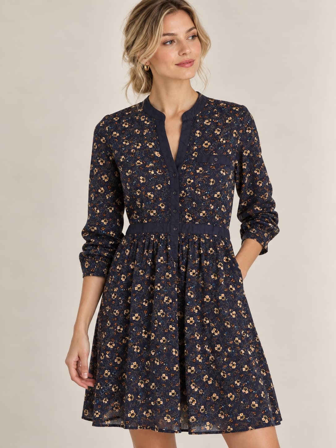 Robe fleurie bleu marine Comptoir des Cotonniers – Taille 40 — photo 1