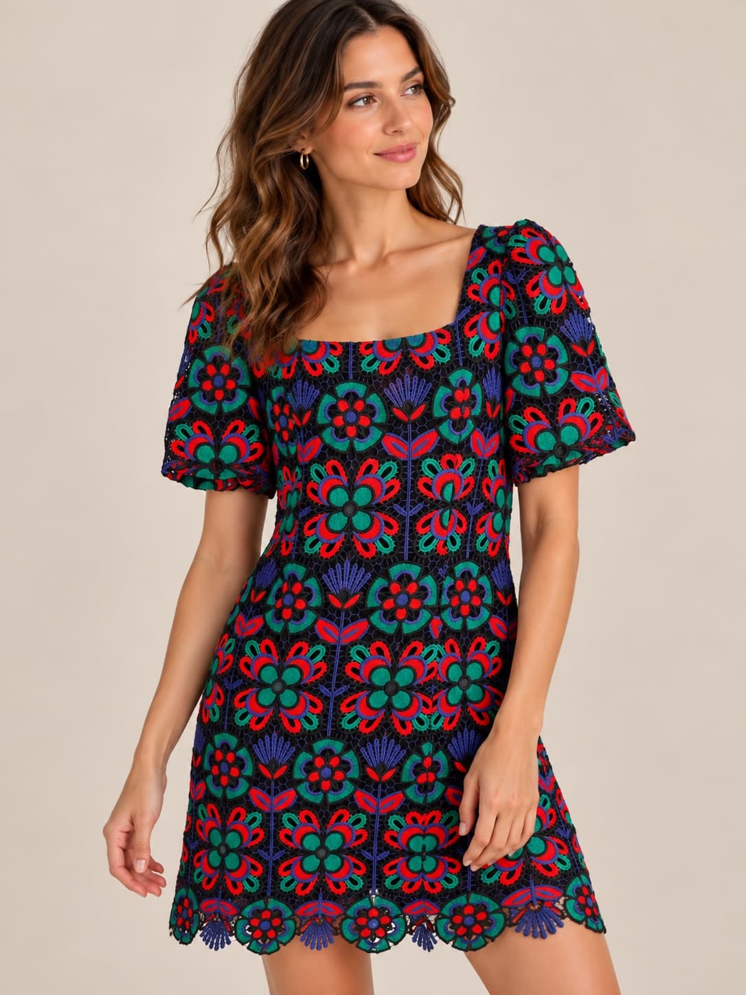 Robe NAF NAF brodée fleurie multicolore – Taille 42 — photo 1