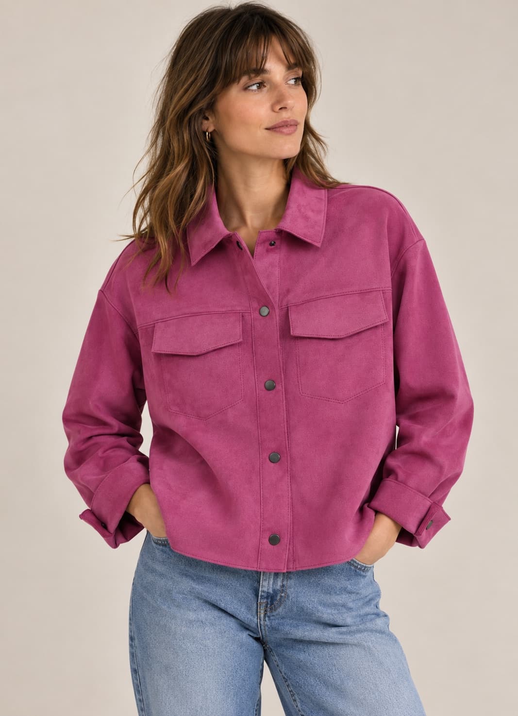 Roze overshirt van imitatiesuède Zara – Maat S
