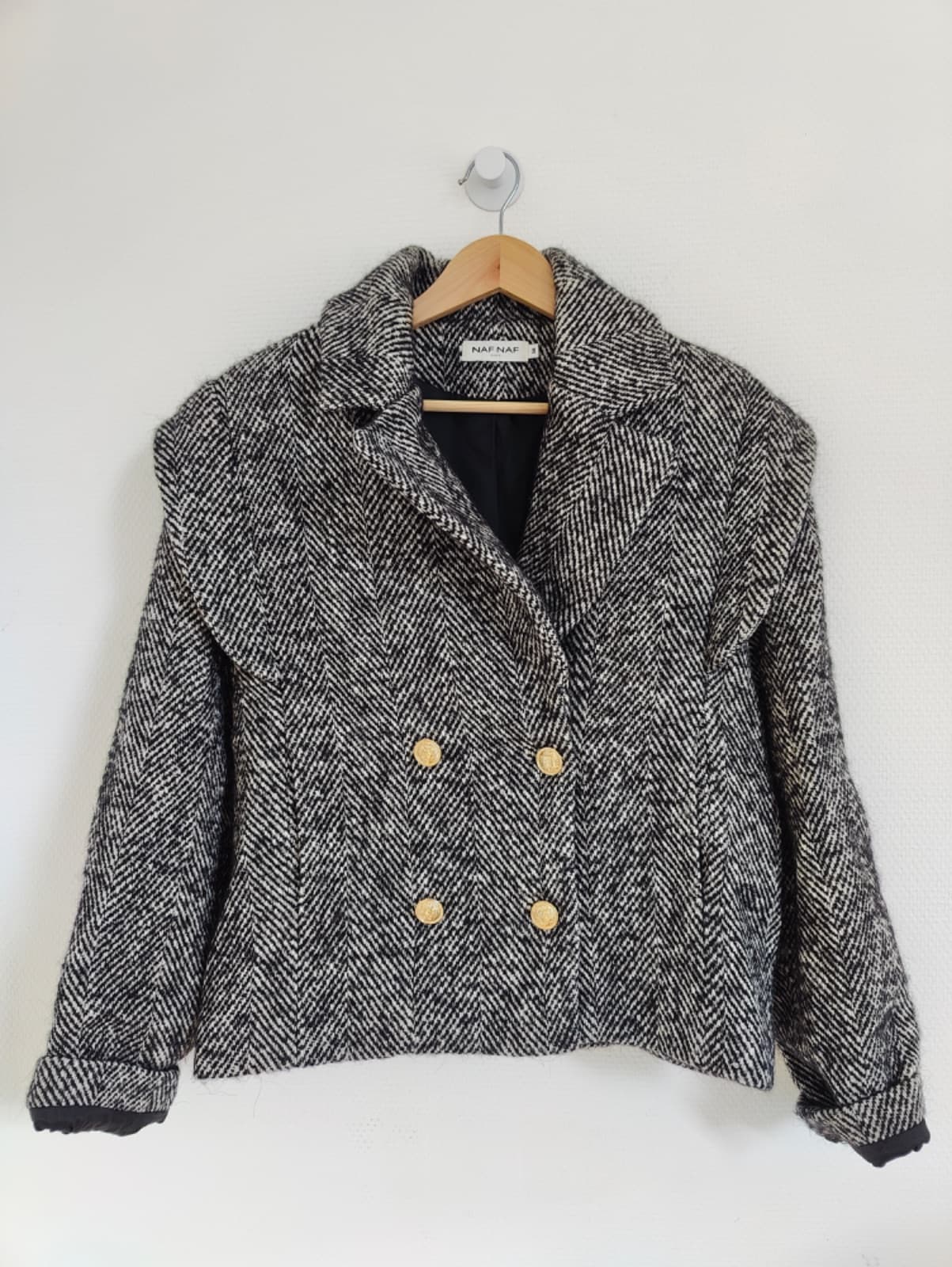 Veste Naf Naf chevrons noir et blanc – Taille 38 — photo 2
