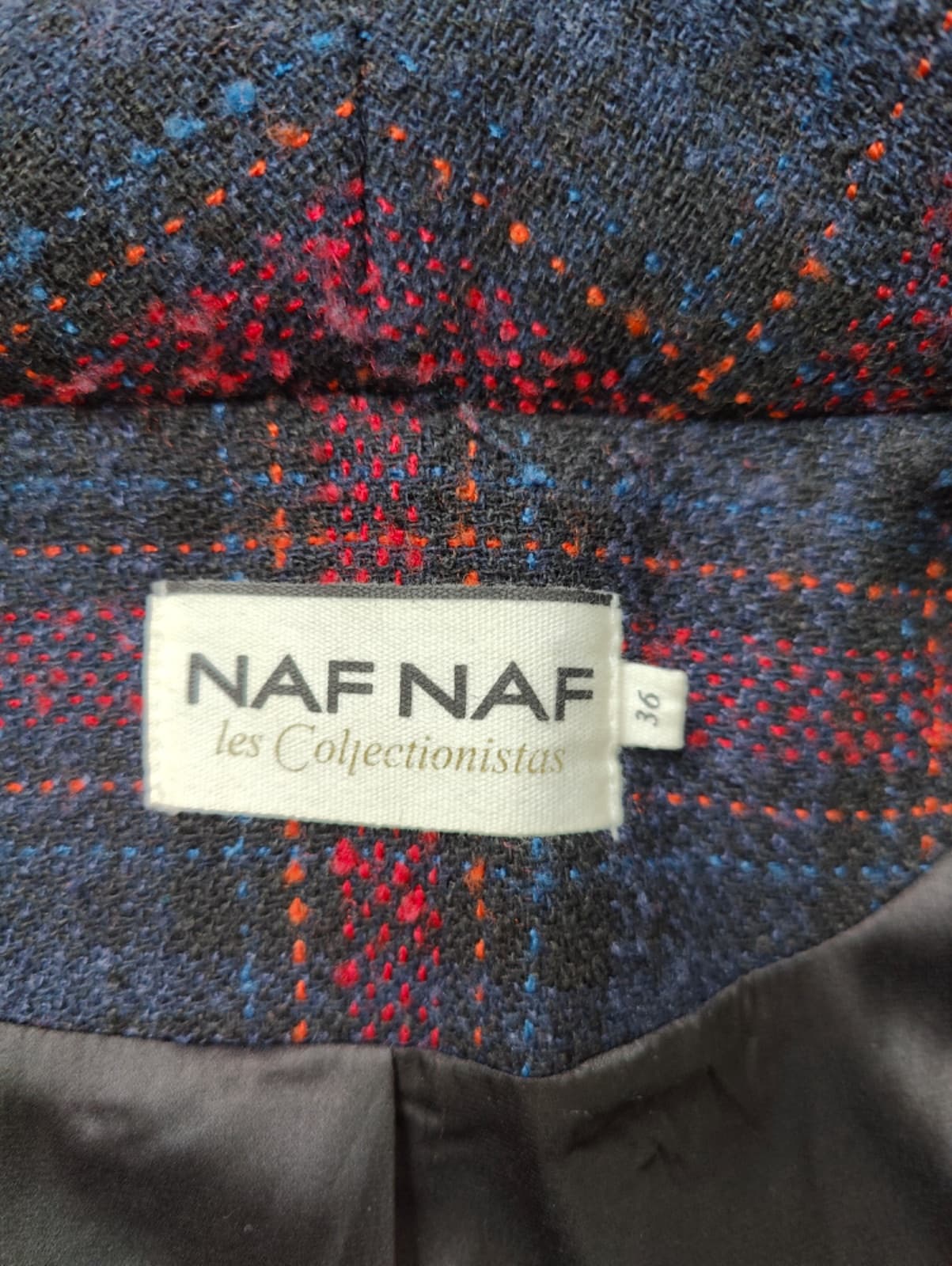 Manteau Naf Naf à carreaux bleu marine et rouge – Taille 36 — photo 5