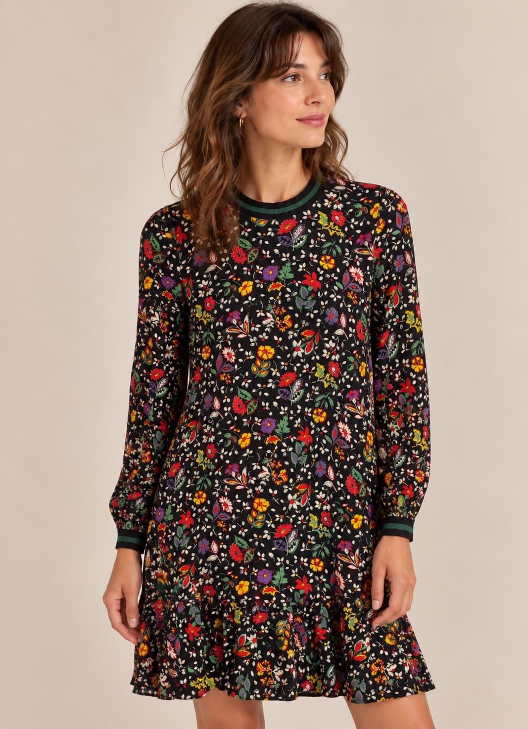 Robe noire à imprimé floral multicolore – Taille S — photo 1