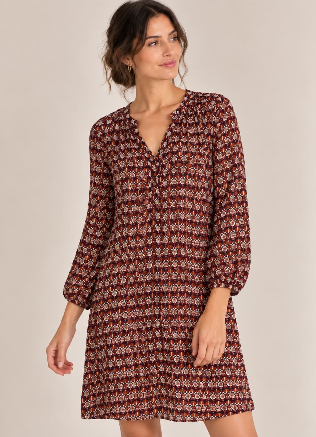 Robe Lili & Lala bordeaux à imprimé géométrique – Taille L — photo 1