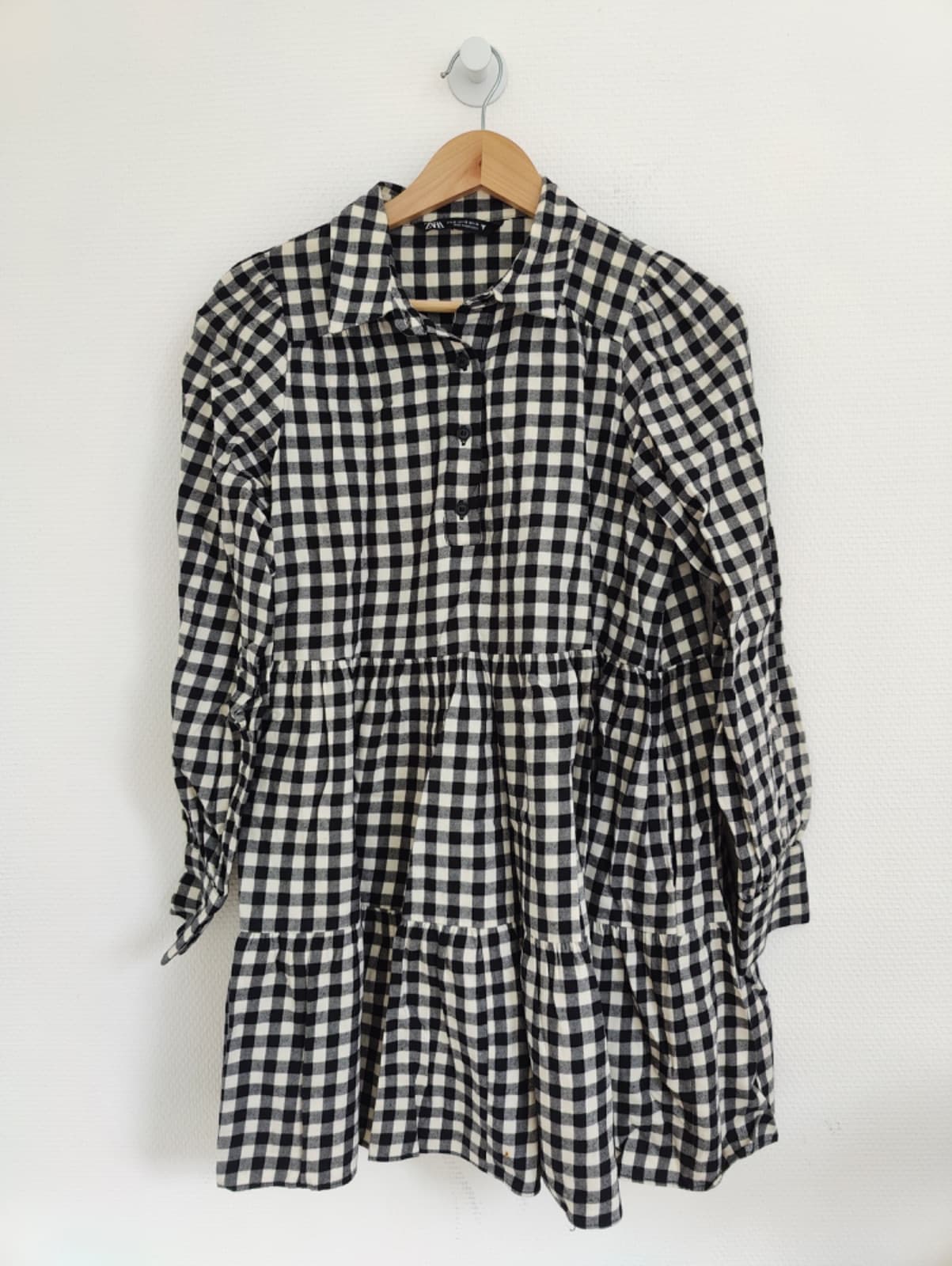 Robe Zara vichy noir et écru – Taille XS — photo 2